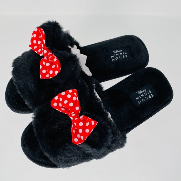 Disney Minnie Mouse Furry House Slippers NWT - Picture 1 of 7
